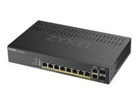 Přepínač - inteligentní - 8 x 10/100/1000 (PoE+) + 2 x kombinace Gigabit SFP - desktop, pro připevnění na zeď - PoE+ (130 W)