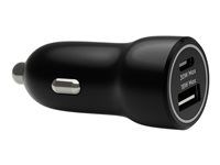 Napájecí adaptér do auta - 30 watt - 2 výstupní konektory (USB-C, USB) - černá