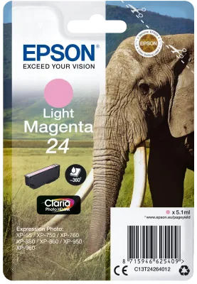 Epson Singlepack Light Magenta 24 Claira Photo Ink
