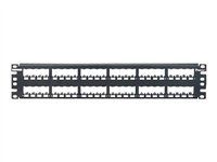 Propojovací panel - černá - 2U - 19" - 48 portů
