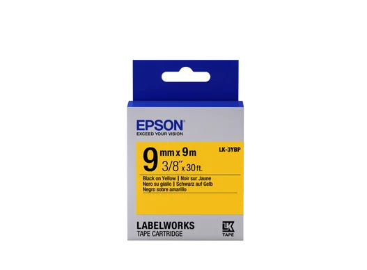 Epson Label Cartridge Pastel LK-3YBP Black/Yellow 9mm (9m)