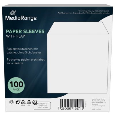 MEDIARANGE Obálka na CD/DVD, bez okna, 100 ks