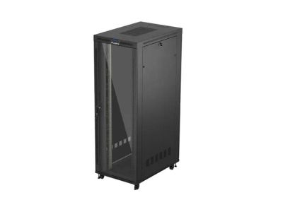 19" Volně stojící racková skříň 47U 800X1200 černé skleněné dveře lcd lanberg (flat pack) V2