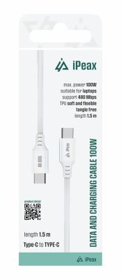 Tpu kábel usb-c / usb-c 1,5m, 5A, 100W biely