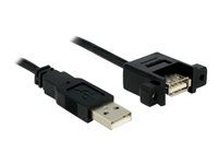 Prodlužovací šňůra USB - USB (F) do USB (M) - USB 2.0 - 1 m - křídlové šrouby - černá