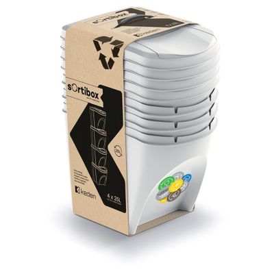 Koš na tříděný odpad SORTIBOX 4x25l popelavě šedý