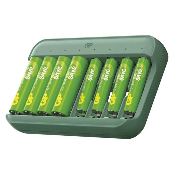 Nabíječka GP Charge & Save E822 + 4×AA 1300 mAh + 4×AAA 650 mAh