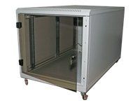 19" kontajnerový rozvaděč 12U/600x1000mm celoskleněné dveře, IP30 nosnost 200kg, světle šedý RAL7035