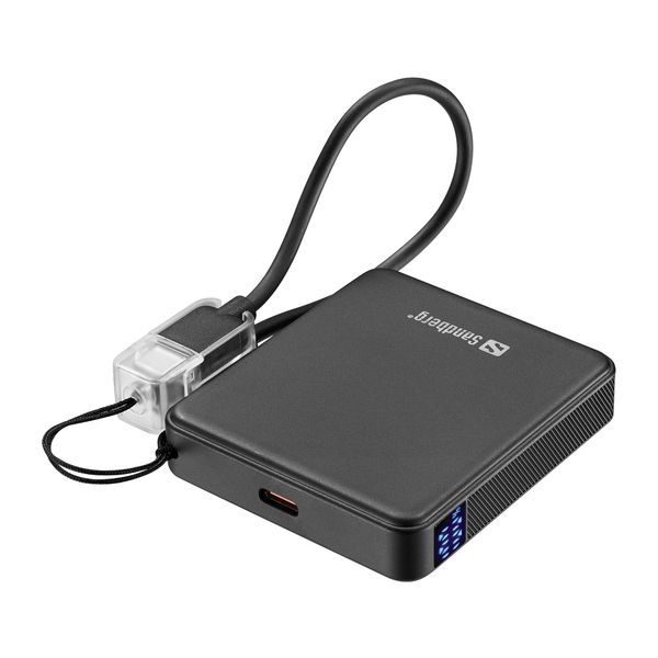 Sandberg Nano Powerbank 5000 mAh PD20W, kompaktní powerbanka s USB-C kabelem, černá