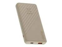 Power banka - 10000 mAh - 15 Watt - Fast Charge - 2 výstupní konektory (USB, USB-C) - hnědá