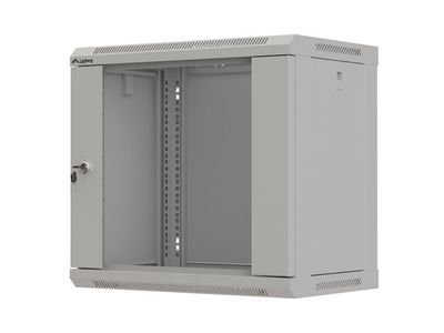 Lanberg 19" racková skříň pro montáž na stěnu 9u/540x350 (flat pack) s prosklenými dveřmi šedá