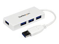 Multi Port USB Hub w/ Built-in Cable - Powered USB 3.0 Extender for Your Laptop - White (ST4300MINU3W) - Rozbočovač - 4 x SuperSpeed USB 3.0 - desktop - pro P/N: FCREADMICRO3, MSDREADU2OTG, MSDREADU3CA