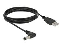 Elektrický kabel - DC jack 5,5 x 2,5 mm (M) pravoúhlý do USB (pouze napájení) (M) - 1.5 m - černá