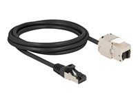 Síťový prodlužovací kabel - RJ-45 (M) do RJ-45 (F) keystone - 2 m - S/FTP - CAT 6a - černá