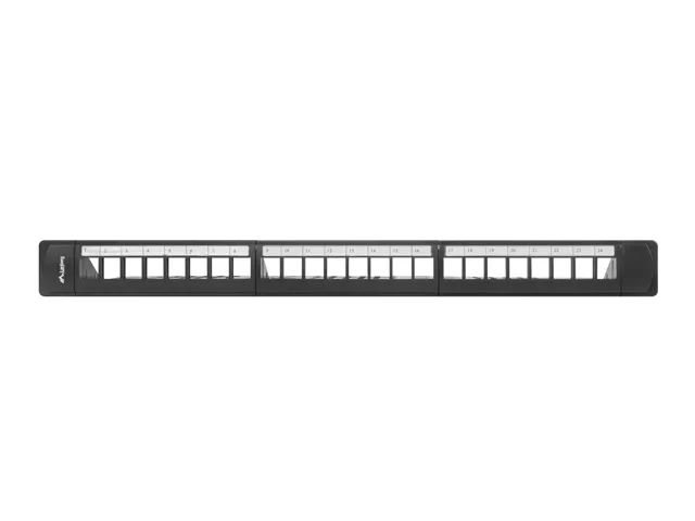 Lanberg 24portový patch panel 1U s organizérem pro keystone moduly černý