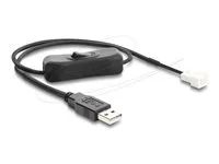 Delock - Napájecí kabel vetráku - USB (M) do 3 pinový konektor ventilátoru (M) - 5 V - 50 cm - spínac zapnutí/vypnutí