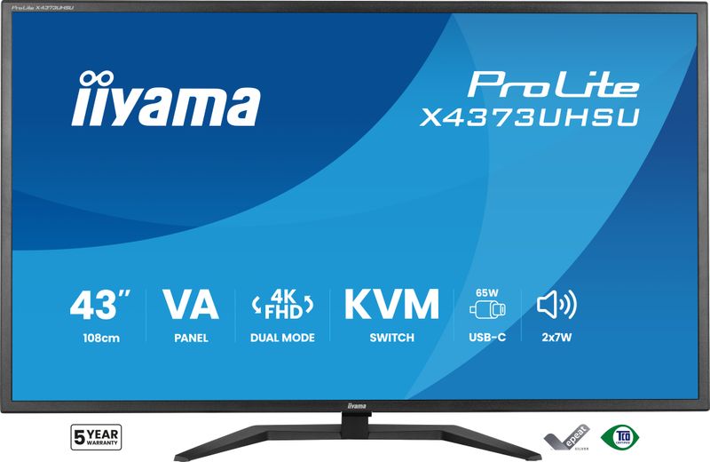 iiyama ProLite/X4373UHSU-B2/42,5"/VA/4K UHD/60Hz/3ms/Černá/3R