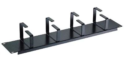 19" vyvazovací panel 2U 4x kov.háček (8,0 x 4,5-6,0cm) černý