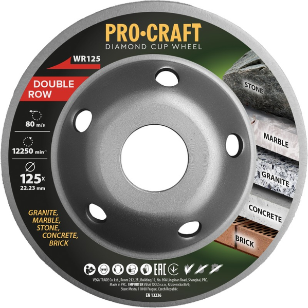 Diamantový brusný kotouč 125 mm PROCRAFT WR125 Double Row