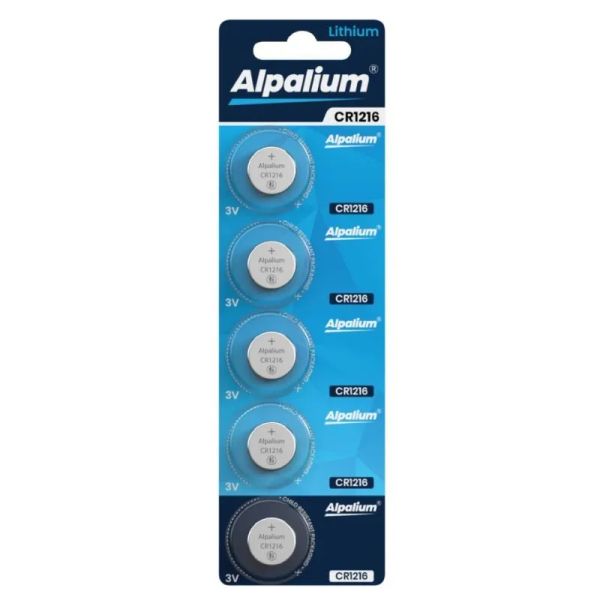 ALPALIUM Baterie LITHIUM knoflíkové CR1216, 5ks