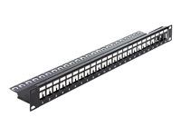 Propojovací panel - černá - 1U - 19" - 24 porty
