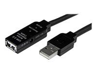 StarTech 25m USB 2.0 Active Extension Cable M/F - 25 meter USB A Male to USB A Female USB 2.0 Repeater / Extender Cable - Black - 80ft (USB2AAEXT25M) - Prodlužovací šnura USB - USB (F) do USB (M) - USB 2.0 - 25 m - aktivní - cerná - pro P/N: SVA5H2NEUA, UUSBOTG
