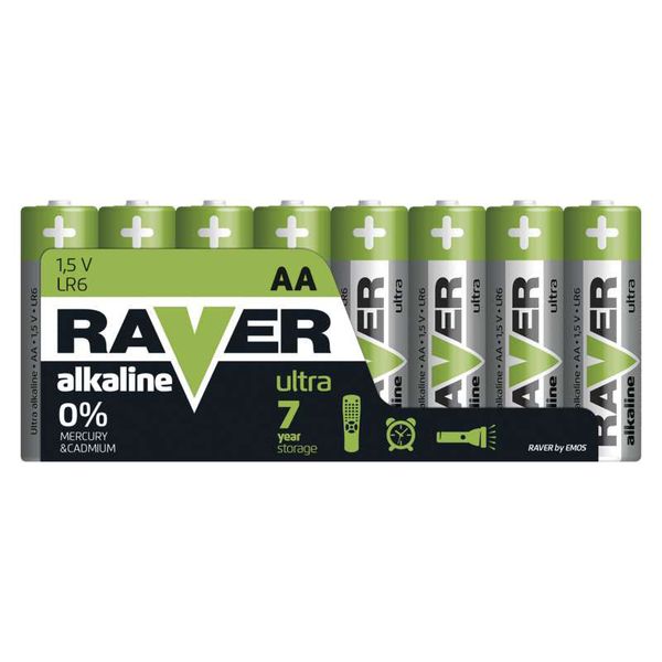 Baterie AA (R6) alkalická RAVER 8ks