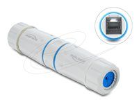 Delock - Sítový propojovací kabel - RJ-45 (F) do RJ-45 (F) - odstínený - CAT 6a - venkovní - bílá