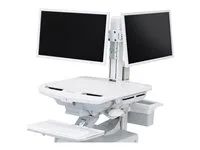 Upevňovací komponent (motor zdvihu, oblouk se závěsem, 2 adaptéry VESA, materiál pro správu kabeláže) - vedle sebe - pro 2 LCD displeje - sada duálního monitoru - bílá - velikost obrazovky: až 24" - lze připevnit na vozík