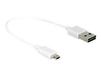 Kabel USB - Micro USB typ B (M) do USB (M) - USB 2.0 - 20 cm - reverzibilní konektor A, reverzibilní mikro konektor B - bílá