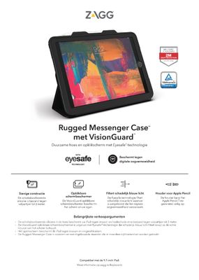 ZAGG klávesnice Rugged Messenger Kryt UK + VG IPad 9.7