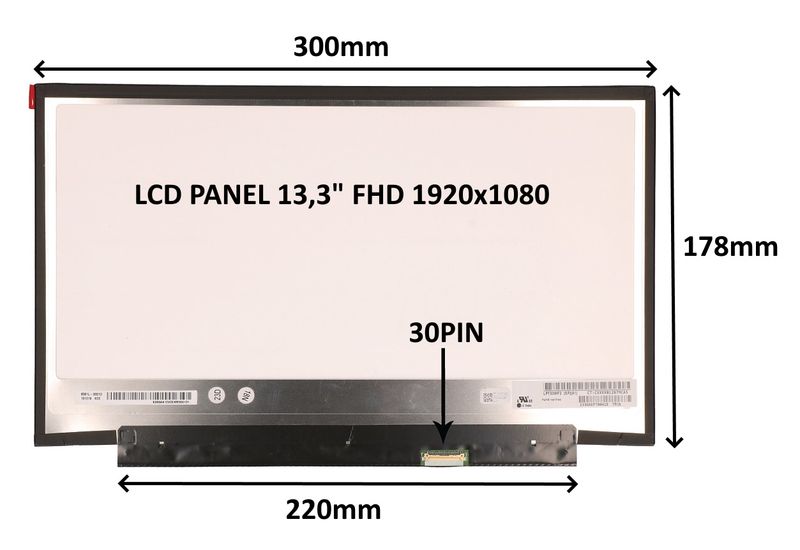 LCD PANEL 13,3" FHD 1920x1080 30PIN MATNÝ / BEZ ÚCHYTŮ