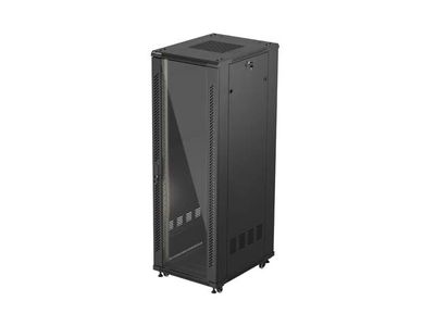 19" Volně stojící racková skříň 37u/600x800 (flat pack) s prosklenými dveřmi černá lanberg
