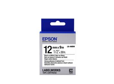 Epson Label Cartridge LK-4WBW, Black/white 12mm