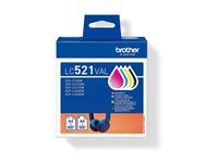 Brother LC521 Value Pack - 4-balení - cerná, žlutá, azurová, purpurová - originální - závesný box - inkoustová cartridge - pro Brother DCP-J1260W, DCP-J1310DW, DCP-J1313DW, DCP-J1460DW