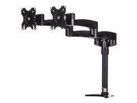 Articulating - Supports Monitors 12" to 24" - Adjustable VESA Monitor Arm - Grommet or Desk Mount - Black (ARMDUAL) - Montážní sada - nastavitelné rameno - pro 2 LCD displeje - plast, ocel - černá - velikost obrazovky: 12"-24" - upevnitelné na stůl - pro P/N: ACCSMNT, ARMSTSLG, DK30A2DH, DK30C2DAGPD, DK30C2HAGPD, TB3DK2DPM2, TB3DK2DPPD