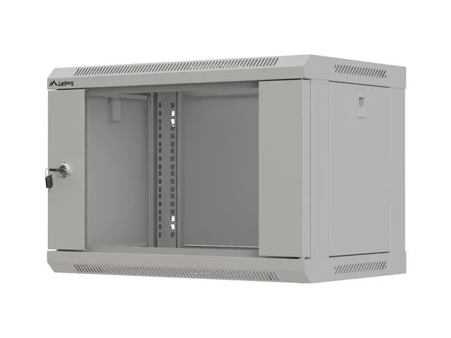 Lanberg 19" racková skříň pro montáž na stěnu 6u/540x350 (flat pack) s prosklenými dveřmi šedá