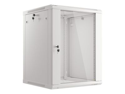 LANBERG 19" RACKOVÁ SKŘÍŇ PRO MONTÁŽ NA STĚNU 15U/600X600 (FLAT PACK) S PROSKLENÝMI DVEŘMI ŠEDÁ V2c