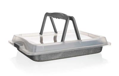 Plech na pečení BANQUET Granite 42x29cm s víkem