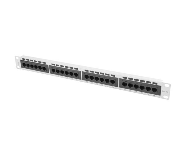 Patch panel 24 portů 1U 19" CAT.5E ftp stíněný šedý lanberg
