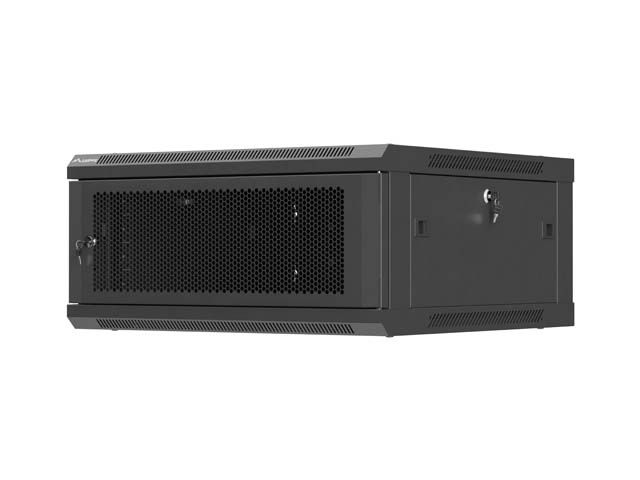 Lanberg nástěnná instalační skříň 19" 4U 600X600 černé perforované dveře (ploché balení)