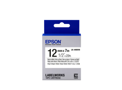 Epson Label Cartridge Vinyl LK-4WBVN Black/White 12mm (7 metres)