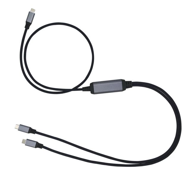 Kabel C-TECH USB Type-C PD 100W power splitter, 0,7m + 2x0,5m, černý