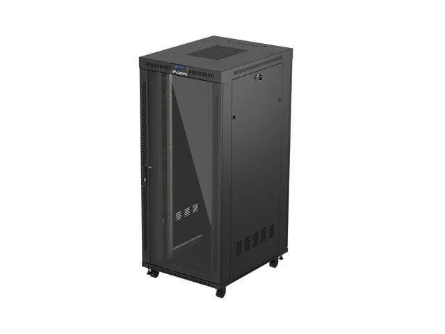 19" Volně stojící racková skříň 37u/800x1000 (flat pack) s prosklenými dveřmi lcd černá lanberg V2