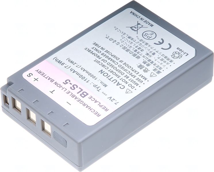 Baterie T6 Power Olympus BLS-5, PS-BLS5, 1100mAh, 7,9Wh, šedá