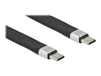 Delock - USB kabel - USB-C (M) do USB-C (M) - USB 3.2 Gen 2 - 20 V - 5 A - 13 cm - plochý - černá