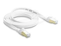 Delock - Patch kabel - RJ-45 (M) do RJ-45 (M) - 2 m - U/FTP - CAT 8.1 - plochý, rychlost prenosu dat až 40 Gbps, lisovaný, provedení bez hrbolku - bílá
