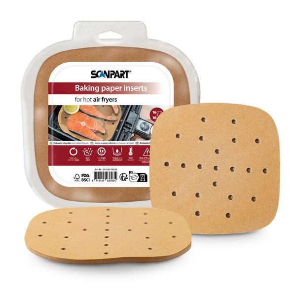 ScanPart perforovaný papír do horkovzdušné fritézy 16 × 16 cm, 100 ks