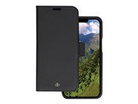 Pouzdro s klopou pro mobilní telefon - písmové hnědé úplety z udržitelné kůže - noční čerň - pro Apple iPhone 14 Plus