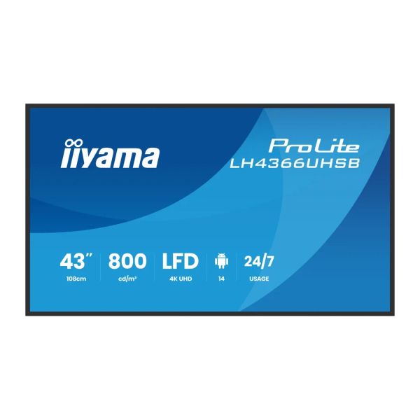 43'' iiyama LH4366UHSB-B1AG: 4K UHD, VA, IPX5, DP-out